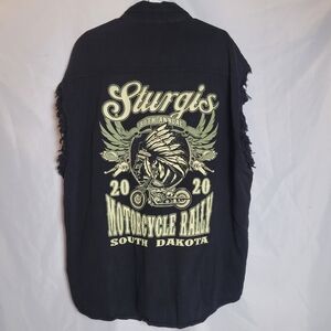 Sturgis Biker Rally 20th Anniversary 2020 Sleeveless Button Up Shirt Size 5X